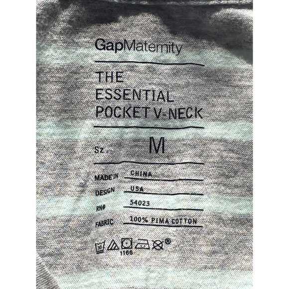 Gap Maternity Essential Pocket V Neck Striped T Sz M Gray Mint - Picture 4 of 8